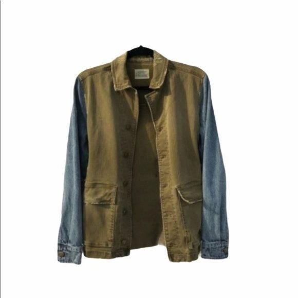Current Elliott Distressed Military Jean Jacket XS - Picture 2 of 8